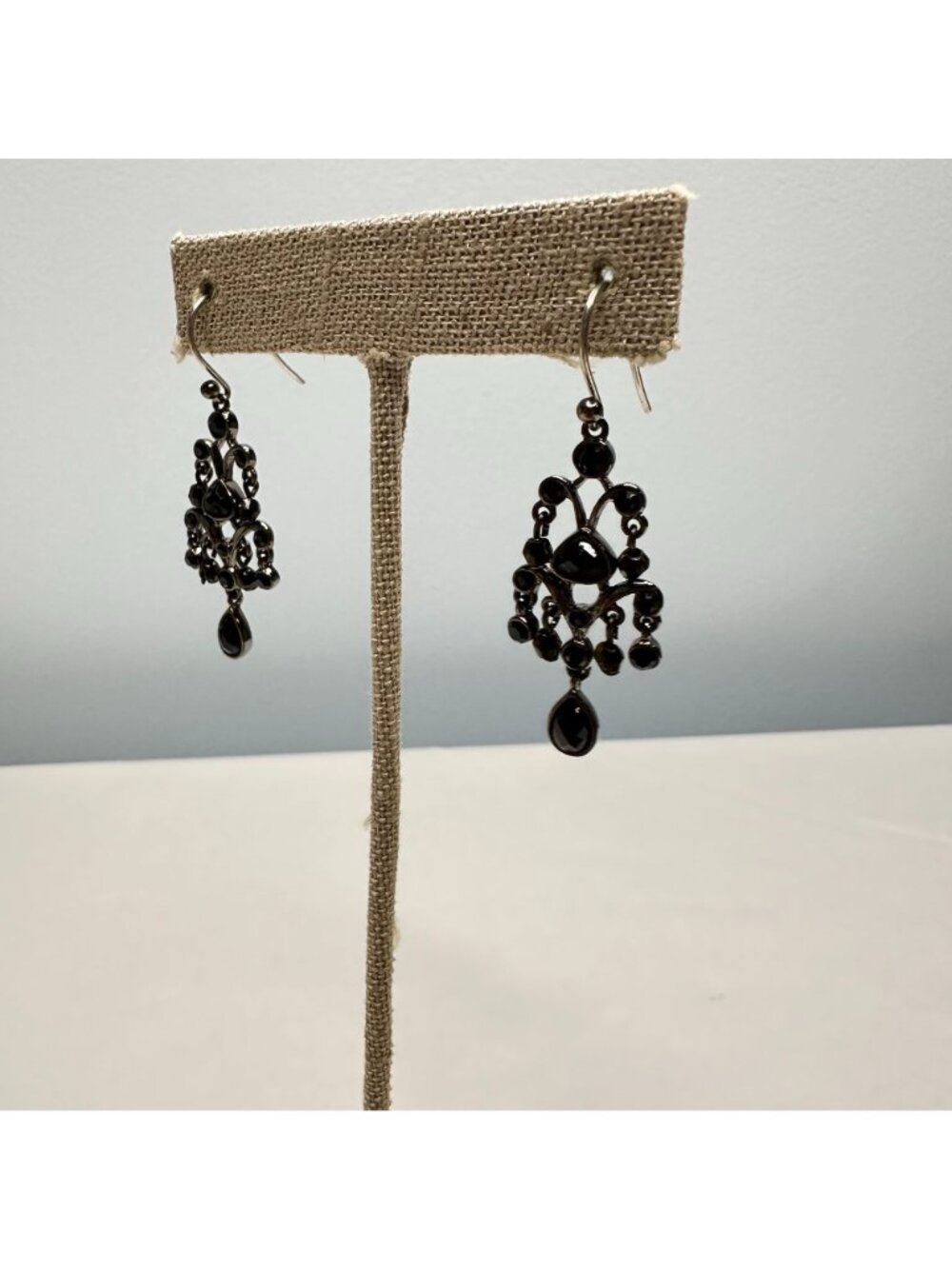 Vintage Y2K Gothic Bohemian Black Chandelier Drop Earrings 1 7/8 Inches Long - Picture 5 of 7